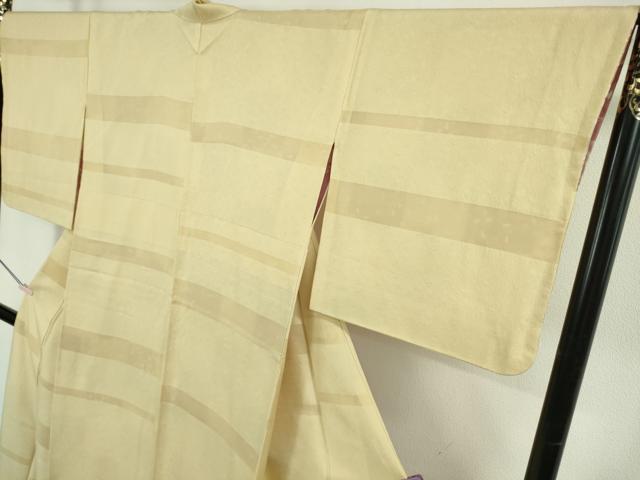 平和屋着物●極上　小紋　舞桜　横段紋紗　砥粉色地　逸品　DZAB5455kh6 平和屋着物○極上 小紋 舞桜 横段紋紗 砥粉色地 逸品 DZAB5455kh6