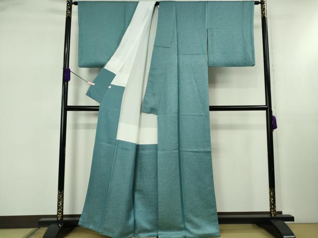 平和屋着物●極上　久保田一竹　幻の辻が花　色無地　草花地紋　浅葱色　金通し地　逸品　DZAB5467kh6_1