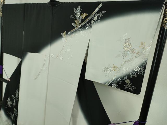 平和屋本店●極上　訪問着　ラインストーン　草花文　暈し染め　白花色地　金銀彩　逸品　未使用　DZAB5468kh6_2
