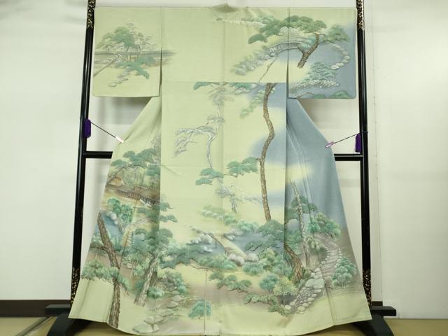 平和屋本店●極上　訪問着　手描き　風景文　暈し染め　反端付き　逸品　DZAB5471kh6