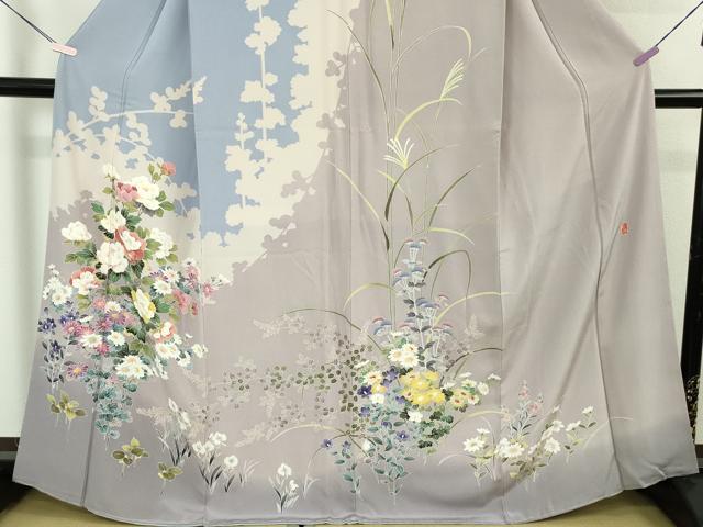 平和屋本店●極上　訪問着　友禅　作家物　草花文　逸品　未使用　DZAB5473kh6_3