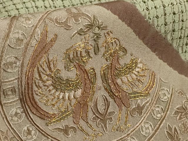平和屋本店●極上　中国三大刺繍　スワトウ刺繍　汕頭刺繍　総刺繍　訪問着　鳥獣丸文　金糸　逸品　DZAB5476kh6_7