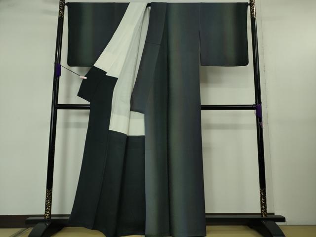 平和屋着物●極上　ファッションデザイナー　コシノアヤコ 　小紋　お召地　草花地紋　間道　暈し染め　逸品　DZAB5477kh6_1