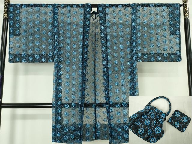 平和屋着物▽上質な小紋　単衣　杢目文　暈し染め　正絹　逸品　AABH2184jh 平和屋着物▽上質な小紋 単衣 型染め 風景花文 鬼しぼ縮緬 やまと誂製