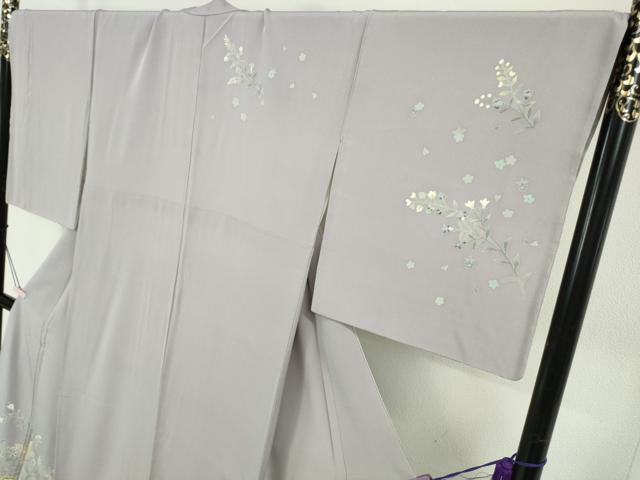 平和屋本店●極上　本加賀友禅作家　奥原一就　訪問着　草花文　半色地　ロング丈　逸品　DZAB5490kh6 平和屋本店○極上 本加賀友禅作家 奥原一就 訪問着 草花文 半色地