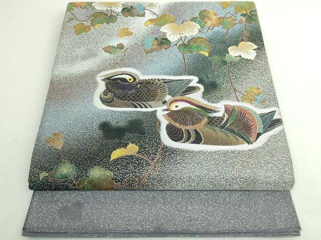 平和屋着物●極上「美しいキモノ」お馴染みのメーカー となみ織物 太鼓柄袋帯 点描織 鴛鴦 金糸 上代58万 証紙・反端付き 逸品 DZAB5503kh6