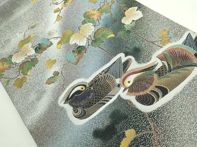 平和屋着物●極上「美しいキモノ」お馴染みのメーカー となみ織物 太鼓柄袋帯 点描織 鴛鴦 金糸 上代58万 証紙・反端付き 逸品 DZAB5503kh6_1