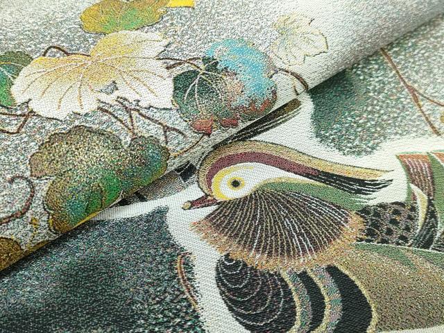 平和屋着物●極上「美しいキモノ」お馴染みのメーカー となみ織物 太鼓柄袋帯 点描織 鴛鴦 金糸 上代58万 証紙・反端付き 逸品 DZAB5503kh6_2