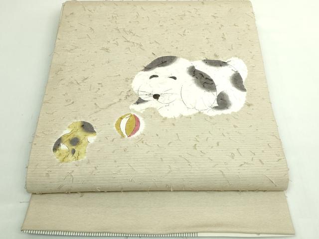 平和屋着物●極上　太鼓柄袋帯　髭紬　絞り　犬　逸品　DZAB5512kh6 29,575円