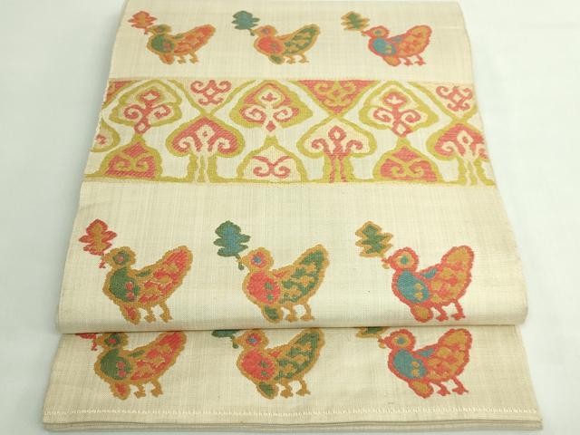 平和屋着物●極上　洛風林　工芸帯地　六通柄袋帯　花鳥文　逸品　DZAB5547kh6