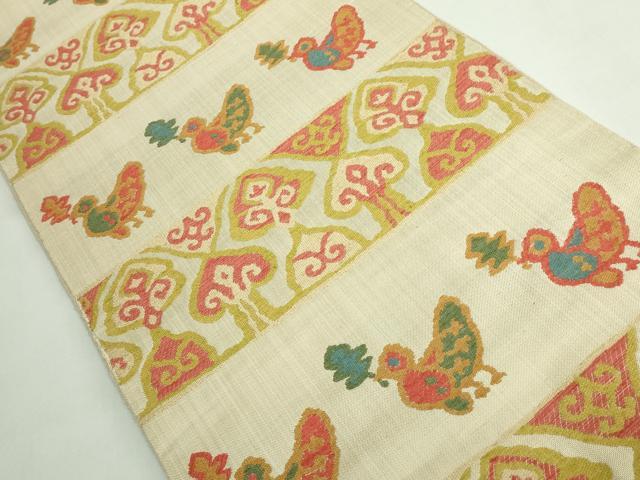 平和屋着物●極上　洛風林　工芸帯地　六通柄袋帯　花鳥文　逸品　DZAB5547kh6_1