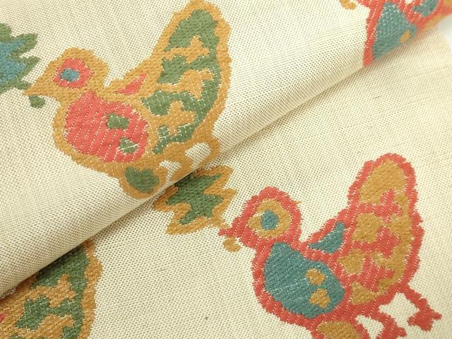 平和屋着物●極上　洛風林　工芸帯地　六通柄袋帯　花鳥文　逸品　DZAB5547kh6_2