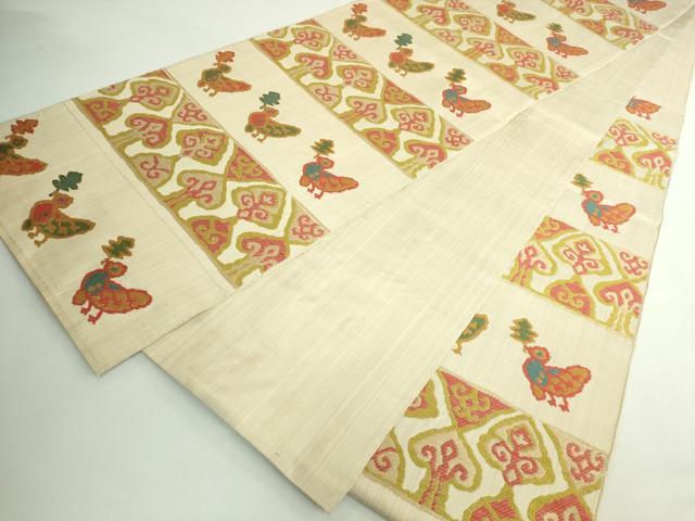 平和屋着物●極上　洛風林　工芸帯地　六通柄袋帯　花鳥文　逸品　DZAB5547kh6_7