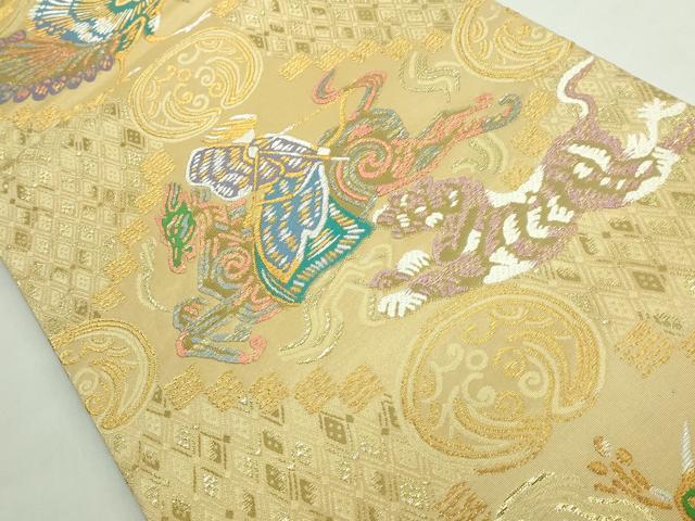 平和屋着物●極上　京都西陣　手織り一筋　おび弘謹製　太鼓柄袋帯　狩猟文　金銀糸　逸品　DZAB5553kh6_1