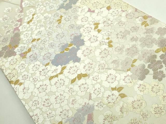 平和屋本店●極上 西陣 皇室 総理大臣献上作家 青木兄弟 六通柄袋帯 唐織 浜茄子文様 本金プラチナ たとう紙・共箱付き 逸品 DZAB5591kh6_3