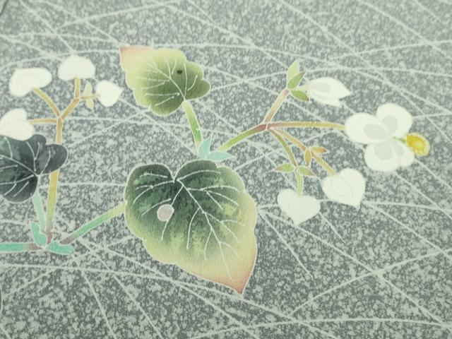 平和屋着物●極上　人間国宝・羽田登喜男　訪問着　枝花文　濃い月白色地　たたき染め　逸品　DZAB5629kh6_5