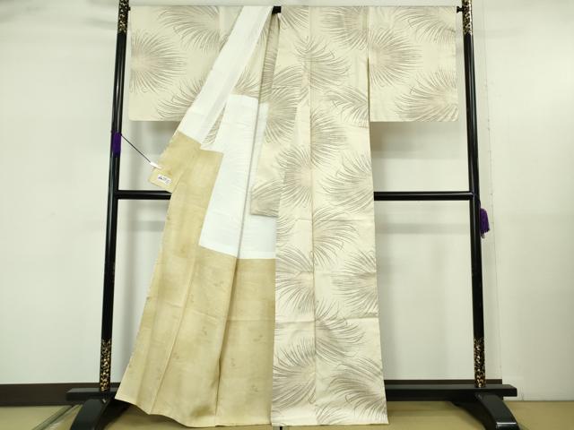 平和屋着物●極上　本場大島紬　白大島　背抜き仕立て　7マルキ　草葉文　やまと誂製　逸品　DZAB5638kh6_1
