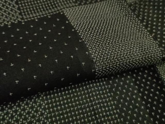 平和屋着物＊極上　夏物　本場大島紬　夏大島　9マルキ　変わり市松　黒地　逸品　DZAB5652kh6_5