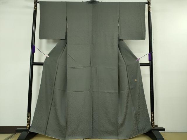 平和屋着物●極上　ろうけつ染め作家　齋藤良樹　色無地　お召地　唐草地紋　藍墨茶色　逸品　未使用　DZAB5668kh6_1