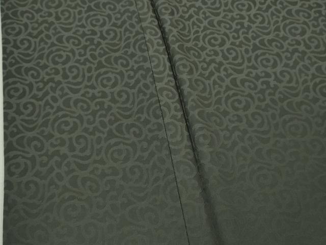 平和屋着物●極上　ろうけつ染め作家　齋藤良樹　色無地　お召地　唐草地紋　藍墨茶色　逸品　未使用　DZAB5668kh6_5