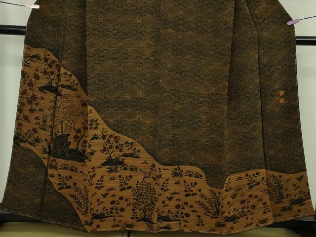 平和屋着物●極上　訪問着　作家物　型染　花鳥文　鬼しぼ縮緬　逸品　未使用　DZAB5679kh6_3