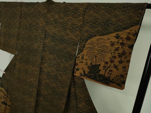 平和屋着物●極上　訪問着　作家物　型染　花鳥文　鬼しぼ縮緬　逸品　未使用　DZAB5679kh6_2