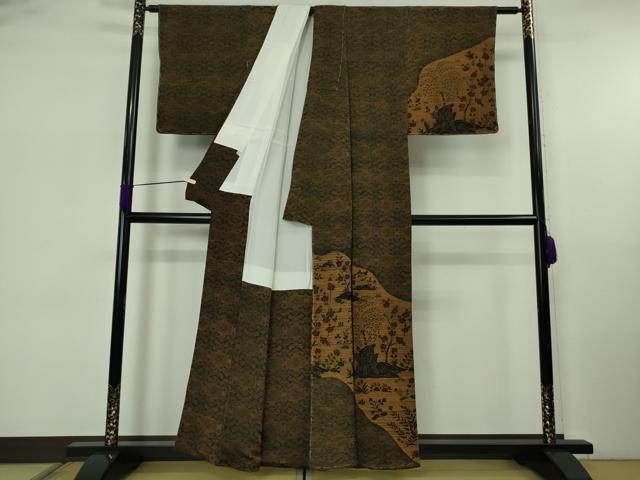 平和屋着物●極上　訪問着　作家物　型染　花鳥文　鬼しぼ縮緬　逸品　未使用　DZAB5679kh6_1
