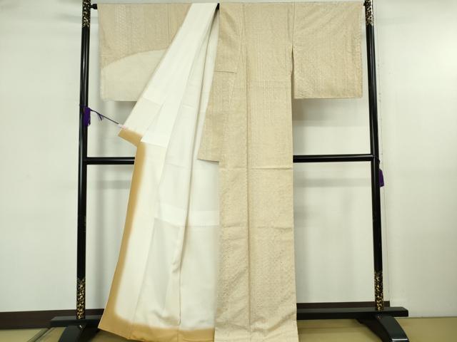 平和屋本店●極上　訪問着　紬地　刺し子　刺繍　名物裂花間道　蒸栗色地　逸品　未使用　DZAB5690kh6_1