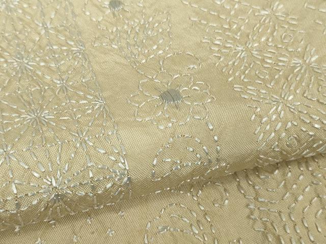平和屋本店●極上　訪問着　紬地　刺し子　刺繍　名物裂花間道　蒸栗色地　逸品　未使用　DZAB5690kh6_5