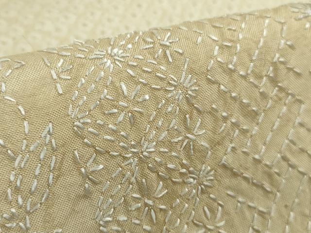 平和屋本店●極上　訪問着　紬地　刺し子　刺繍　名物裂花間道　蒸栗色地　逸品　未使用　DZAB5690kh6_6