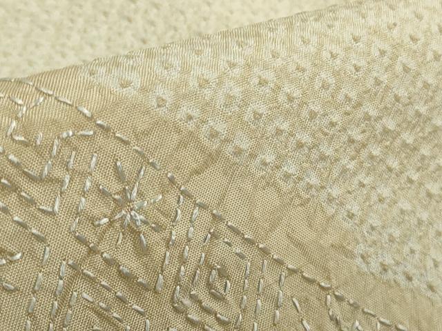 平和屋本店●極上　訪問着　紬地　刺し子　刺繍　名物裂花間道　蒸栗色地　逸品　未使用　DZAB5690kh6_7