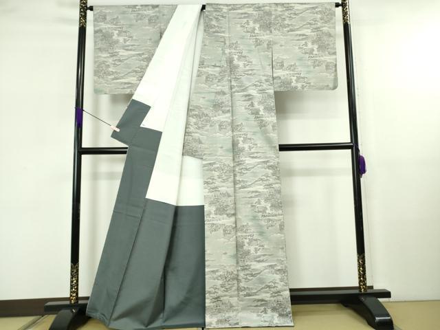 平和屋着物●極上　都喜ヱ門　本場大島紬　白大島　7マルキ　遊楽叙景　藤絹織物謹製　証紙付き　逸品　未使用　DZAB5691kh6_2