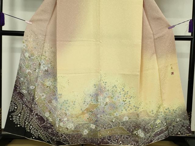 平和屋本店●極上　吉乃一廉　幻の辻が花　訪問着　暈し染め　金彩　銀通し地　逸品　DZAB5697kh6_3