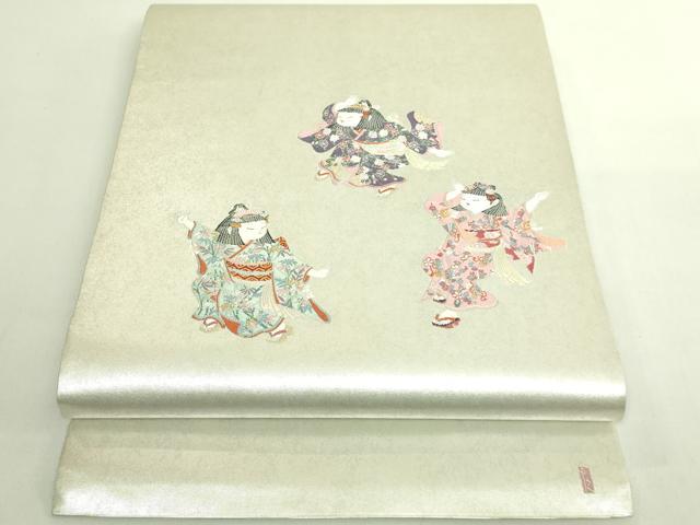 平和屋着物●極上　加賀友禅の巨匠　初代　由水十久　西陣　長嶋成織物　ながしま帯　太鼓柄袋帯　宝島至る　瀞銀錦　逸品　DZAB5758kh6