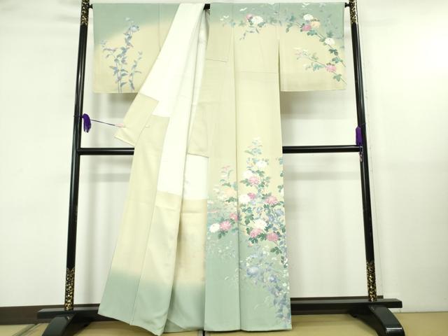 平和屋本店●極上　十日町友禅作家　岡村蒼風　訪問着　枝花文　暈し染め　逸品　DZAB5816kh6_1