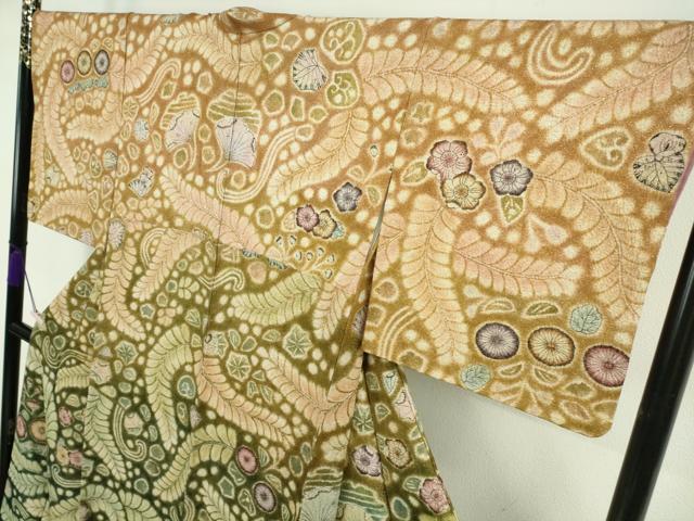 平和屋本店●極上　訪問着　辻が花　葵　暈し染め　金通し地　ロング丈　逸品　DZAB5819kh6_2