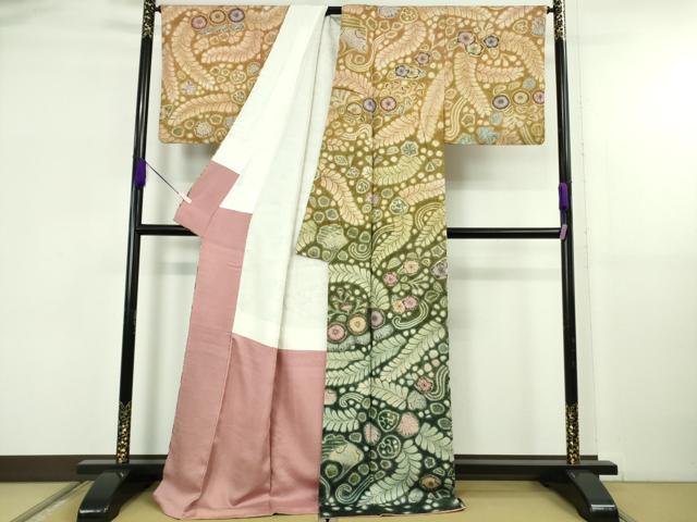 平和屋本店●極上　訪問着　辻が花　葵　暈し染め　金通し地　ロング丈　逸品　DZAB5819kh6_1
