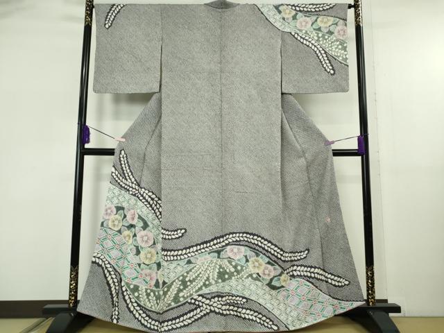 平和屋本店●極上　名門　藤娘きぬたや・総絞り　伊藤卓夫　訪問着　草花文　逸品　DZAB5824kh6