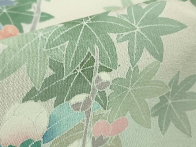 平和屋本店●極上　訪問着　友禅　作家物　春水　四季花文　青磁鼠色地　暈し染め　逸品　DZAB5828kh6_7