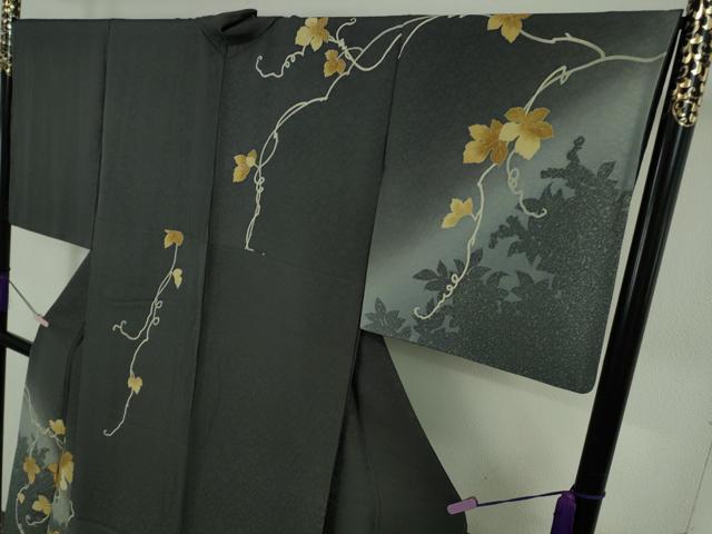 平和屋着物●極上　黄金糸　訪問着　瓢箪蔦の葉文　蝉色地　暈し染め　金彩　やまと誂製　逸品　未使用　DZAB5838kh6_2