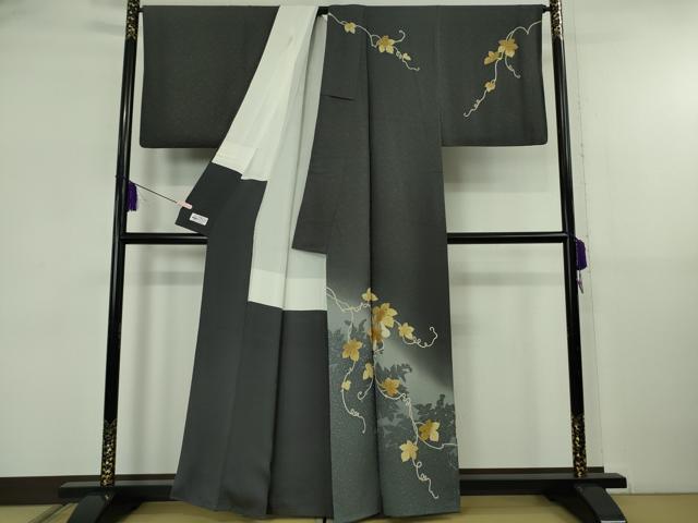 平和屋着物●極上　黄金糸　訪問着　瓢箪蔦の葉文　蝉色地　暈し染め　金彩　やまと誂製　逸品　未使用　DZAB5838kh6_1