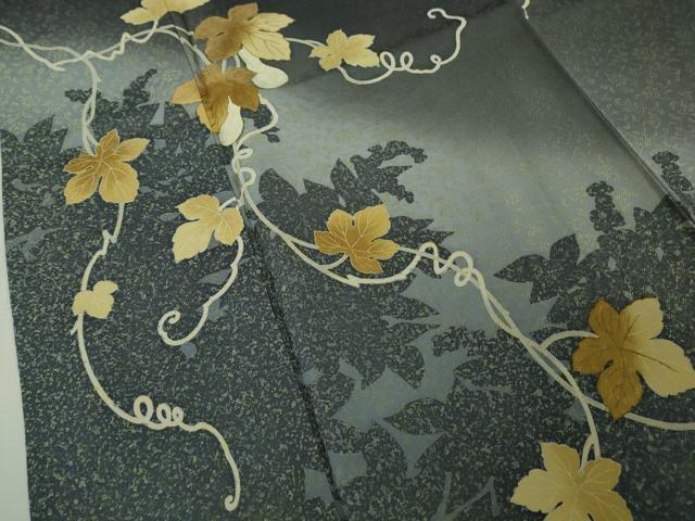 平和屋着物●極上　黄金糸　訪問着　瓢箪蔦の葉文　蝉色地　暈し染め　金彩　やまと誂製　逸品　未使用　DZAB5838kh6_4