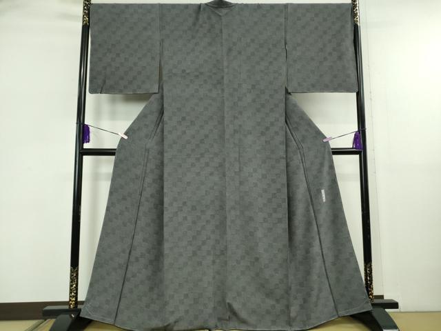 平和屋本店●極上 人間国宝 初代 六谷梅軒(六谷紀久男)錐彫り 重要無形文化 財伊勢型紙 江戸小紋 藍墨茶色×墨色 逸品 未使用 DZAB5839kh6_1