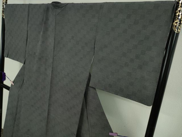 平和屋本店●極上 人間国宝 初代 六谷梅軒(六谷紀久男)錐彫り 重要無形文化 財伊勢型紙 江戸小紋 藍墨茶色×墨色 逸品 未使用 DZAB5839kh6_3