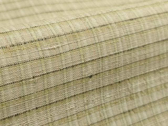 平和屋着物●極上　手織紬　格子　練色地　たとう紙・反端付き　逸品　DZAB5850kh6_6