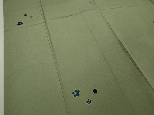 平和屋本店●極上　人間国宝　五代　田畑喜八　小紋　藍　舞桜楓文　柳茶色地　逸品　DZAB5857kh6_4