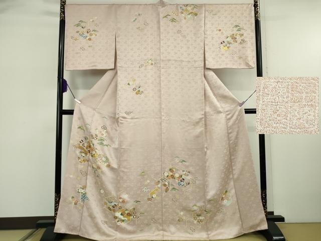 平和屋本店●極上　創業460年・千總　訪問着　駒刺繍　宝尽くし吉祥花文　薄桜色地　金彩　高島屋扱い　逸品　DZAB5862kh6