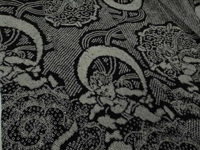 平和屋本店∴極上　夏物　浴衣　有松鳴海絞り　風神雷神　黒地　綿　逸品　DZAB5869kh6_4