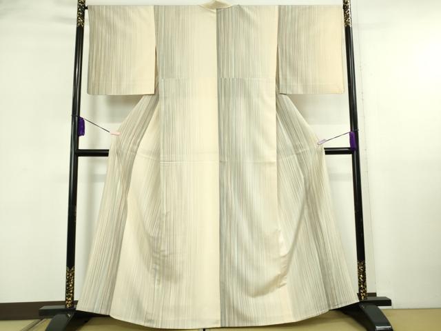 平和屋着物▽極上　本塩沢　やまだ織　200色　単衣　縞　逸品　DZAB5876kh6_1