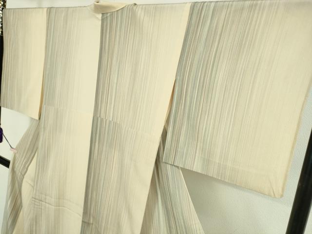 平和屋着物▽極上　本塩沢　やまだ織　200色　単衣　縞　逸品　DZAB5876kh6_3
